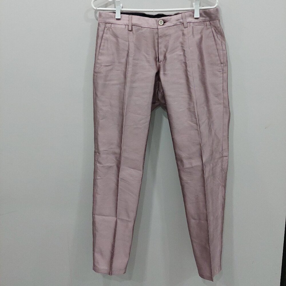 Dolce & Gabbana Dusty Pink 100%Silk Low-rise Slim Dress Pants Men IT46/W32